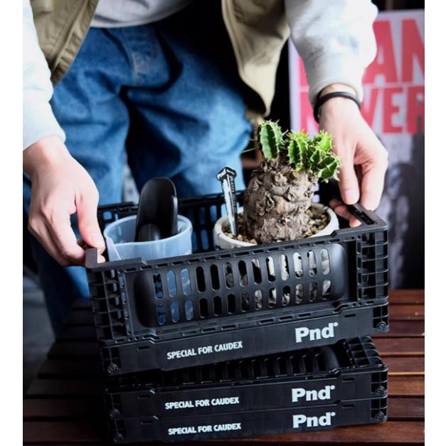 (新上架)PND 黑魂 便攜 折疊 筐 籃子 堆疊 整理 省空間 收納 箱 戶外 露營 黑色 塊根-細節圖2