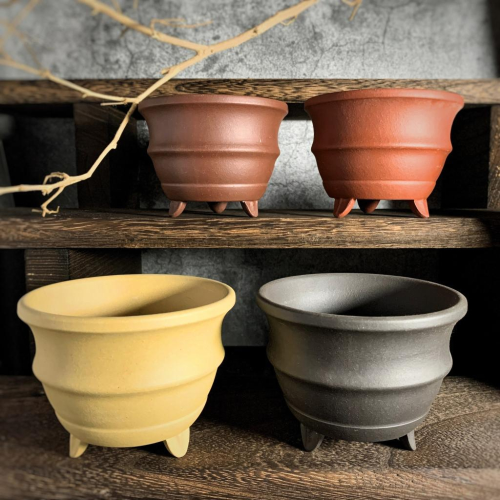 (新上架) 三足金鐘 紫砂 小盆 微型盆 簡約 缽 多肉盆 塊根盆 拇指盆 豆盆-細節圖8