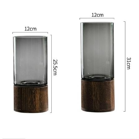 (現貨)北歐 簡約 時尚 木托 花瓶 插花 花瓶 木墩 花瓶 植物 客廳擺件 插花 玻璃花瓶 居家質感擺件-細節圖3
