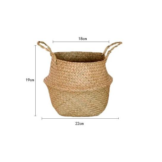 (現貨)北歐 手工編織 籃 花盆 草編竹編  盆栽裝飾 植物 落地 折疊 草編包 籃子 編織 龜背芋  蔓綠絨-細節圖5