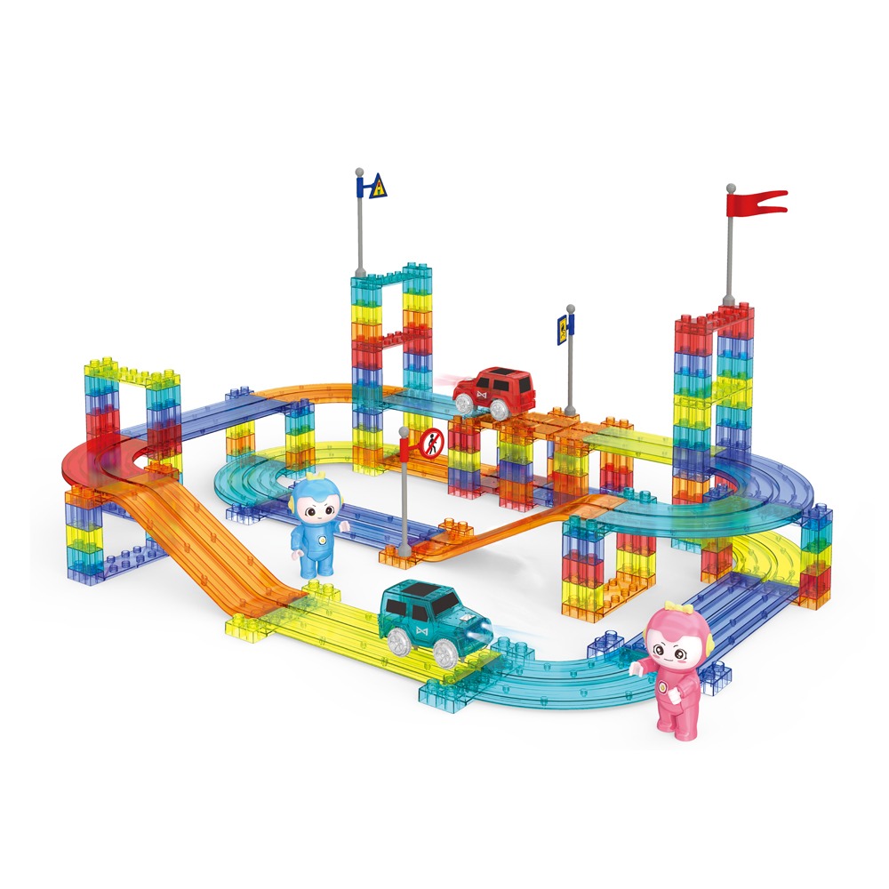 【小牛津】磁力積木軌道車-152pcs (積木+軌道+磁力片設計) ~可以玩賽車的磁力片！-細節圖3