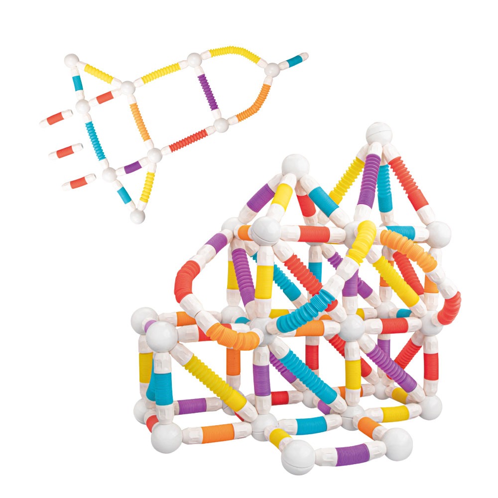 【Okids博士積木】彎彎磁力積木棒(138pcs)~隨意拉長彎曲，任我創造!-細節圖2