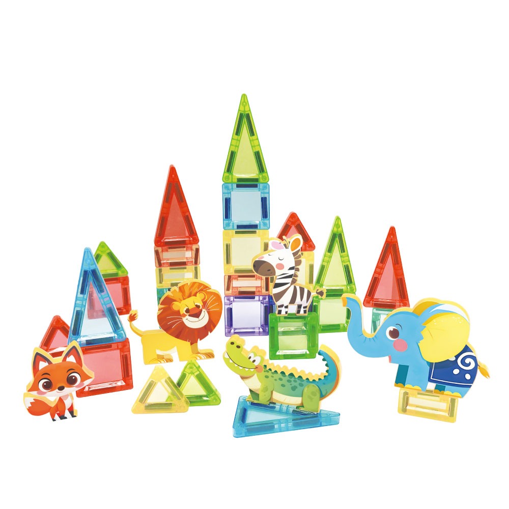 【小牛津】Okids博士積木-口袋樂園動物森林磁力片-45pcs(鐵盒裝/迷你磁力片/STEAM玩具)-細節圖3
