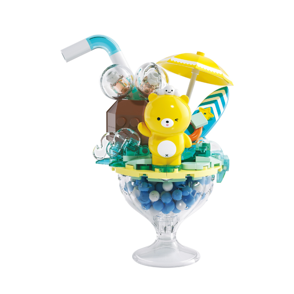 【Okids博士積木】熊大衛積木系列-繽紛莓果 夏日蘇打 雙色巧克力聖代杯三款任選 (造景積木/公仔玩具/療癒小物)-細節圖2