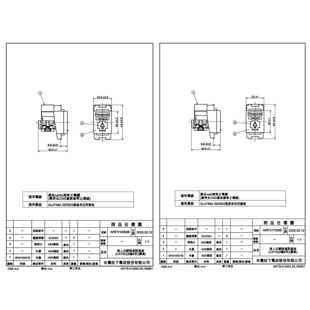 國際牌 Panasonic GLATIMA系列單品 電視插座 電話插座 網路插座 霧黑色-細節圖5