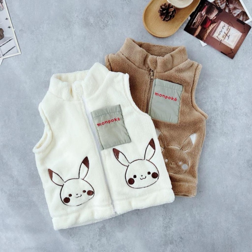 ❣️預購20天不含假日❣️日系日單寶可夢/皮卡丘毛毛背心90-120cm-細節圖2