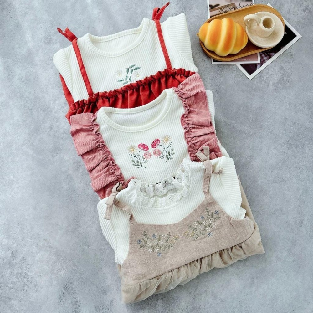 ❣️預購20天不含假日❣️日系日單娃娃可愛吊帶假兩件上衣裙/日系童裝/日系女寶/可愛女童上衣洋 90-130cm-細節圖2