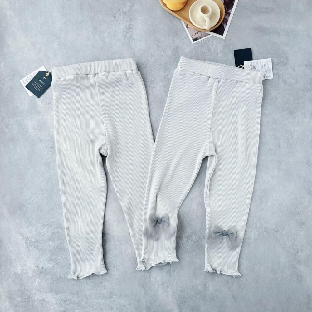 ❣️預購20天不含假日❣️日系日單小木馬蝴蝶結木耳邊羅紋彈力打底褲90-130cm-細節圖3