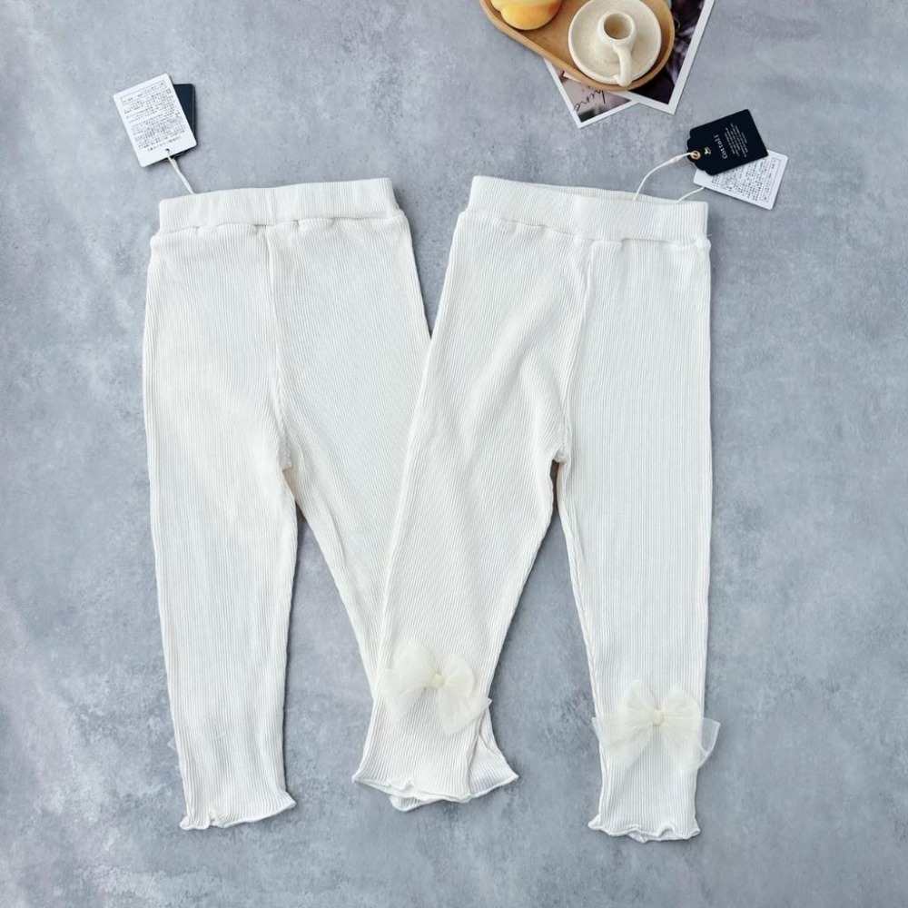 ❣️預購20天不含假日❣️日系日單小木馬蝴蝶結木耳邊羅紋彈力打底褲90-130cm-細節圖5