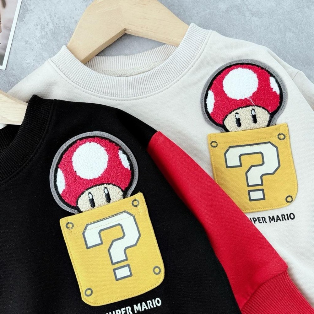 ❣️預購20天不含假日❣️日系日單瑪利歐長袖毛圈棉上衣90-140cm-細節圖2