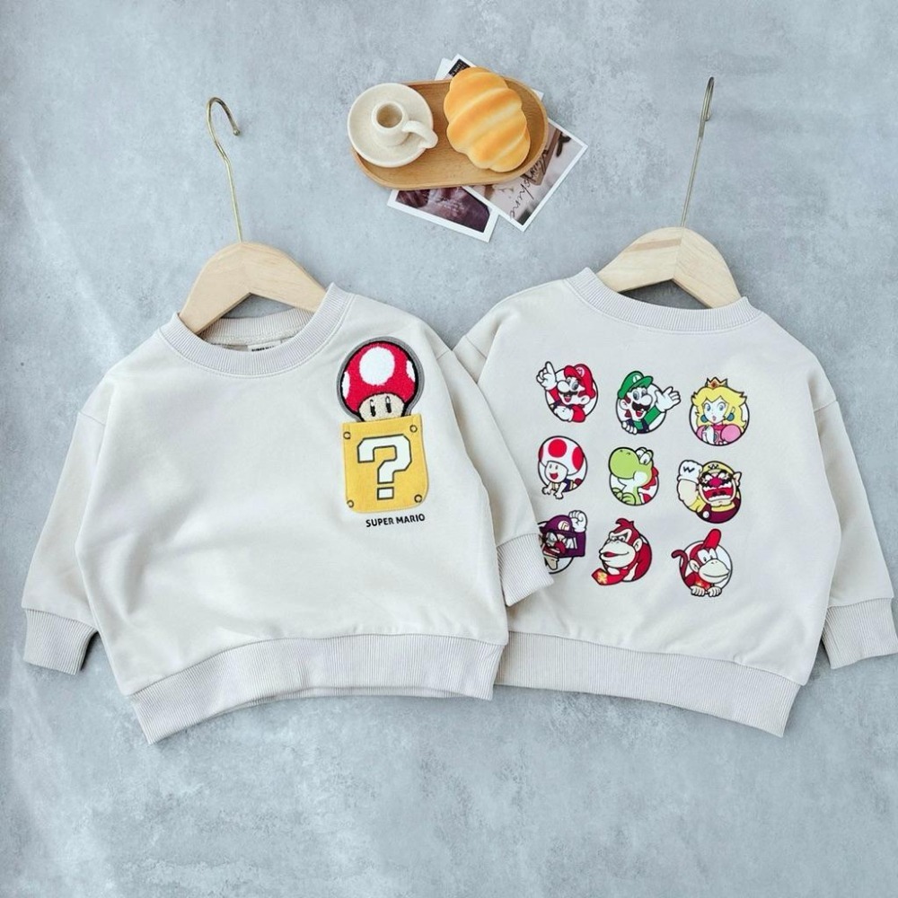 ❣️預購20天不含假日❣️日系日單瑪利歐長袖毛圈棉上衣90-140cm-細節圖3