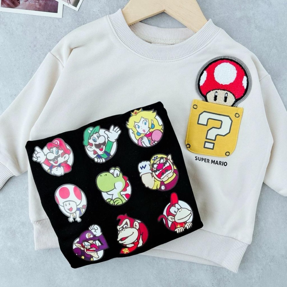 ❣️預購20天不含假日❣️日系日單瑪利歐長袖毛圈棉上衣90-140cm-細節圖4