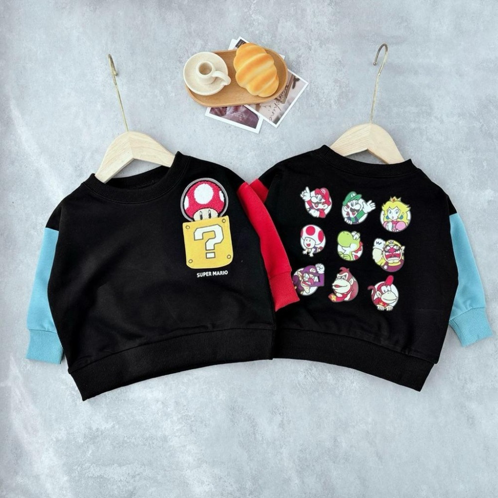 ❣️預購20天不含假日❣️日系日單瑪利歐長袖毛圈棉上衣90-140cm-細節圖5