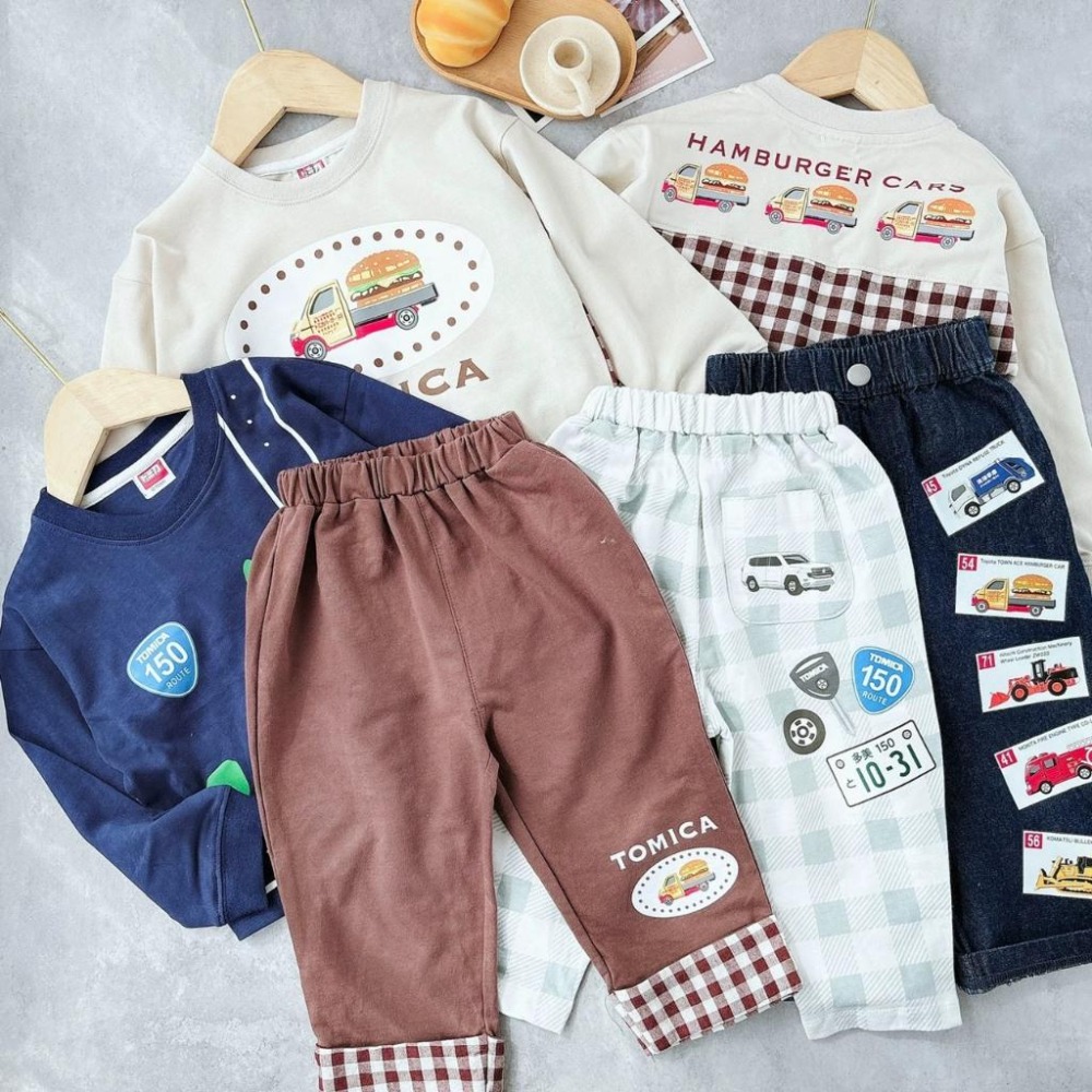 ❣️預購❣️日系日單多美卡Tomica車車漢堡汽車上衣長褲/日系男寶/日系車車/男寶車車款上衣80-130cm-細節圖2