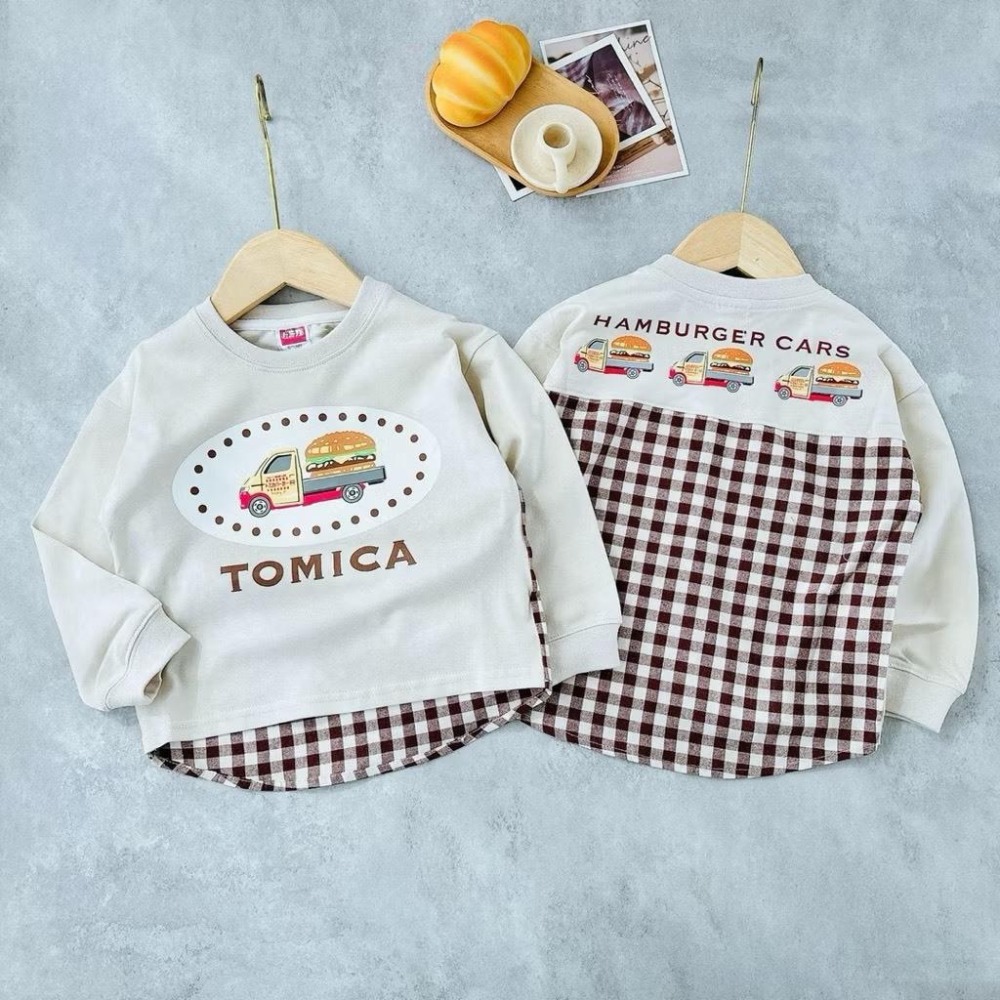 ❣️預購❣️日系日單多美卡Tomica車車漢堡汽車上衣長褲/日系男寶/日系車車/男寶車車款上衣80-130cm-細節圖3