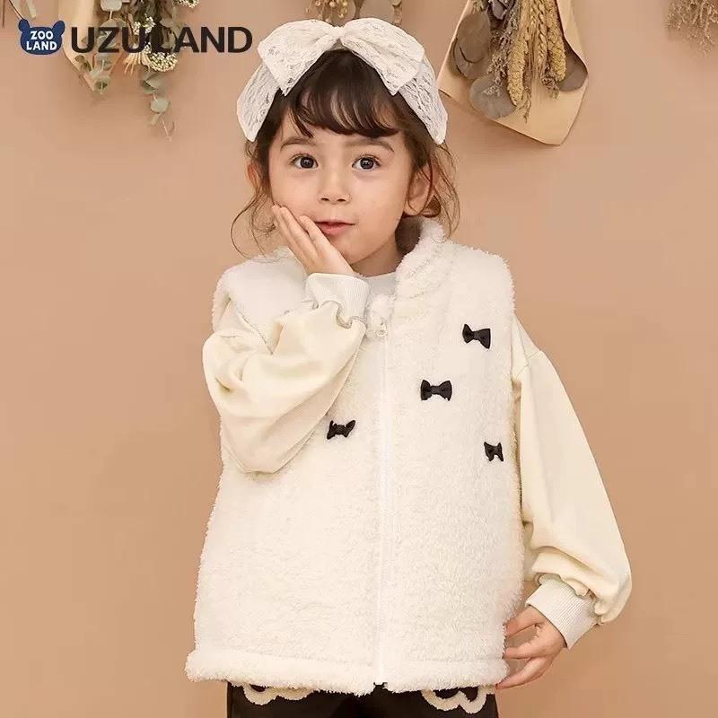 ❣️預購20天不含假日❣️日系日單可愛千金風立體蝴蝶結毛毛背心/日系女寶/日系童裝/日系公主風90-130cm-細節圖2