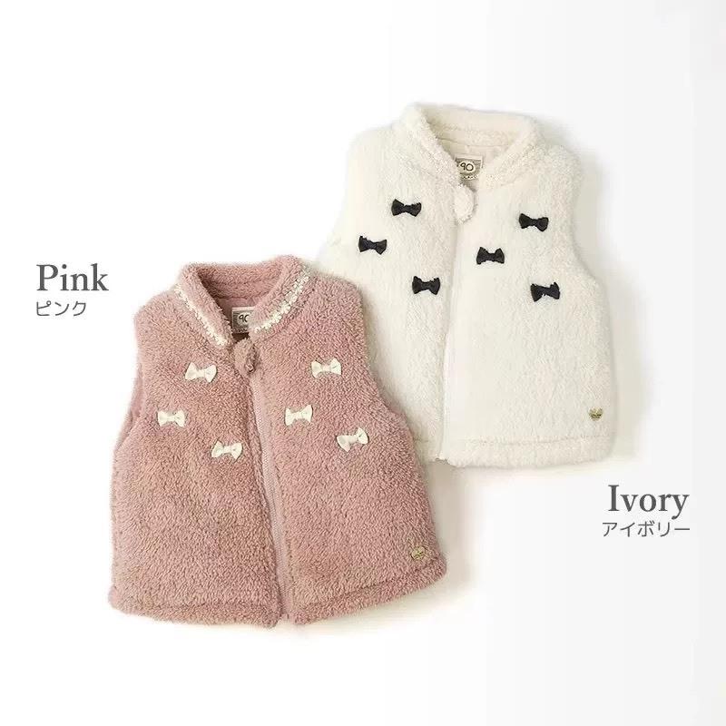 ❣️預購20天不含假日❣️日系日單可愛千金風立體蝴蝶結毛毛背心/日系女寶/日系童裝/日系公主風90-130cm-細節圖3