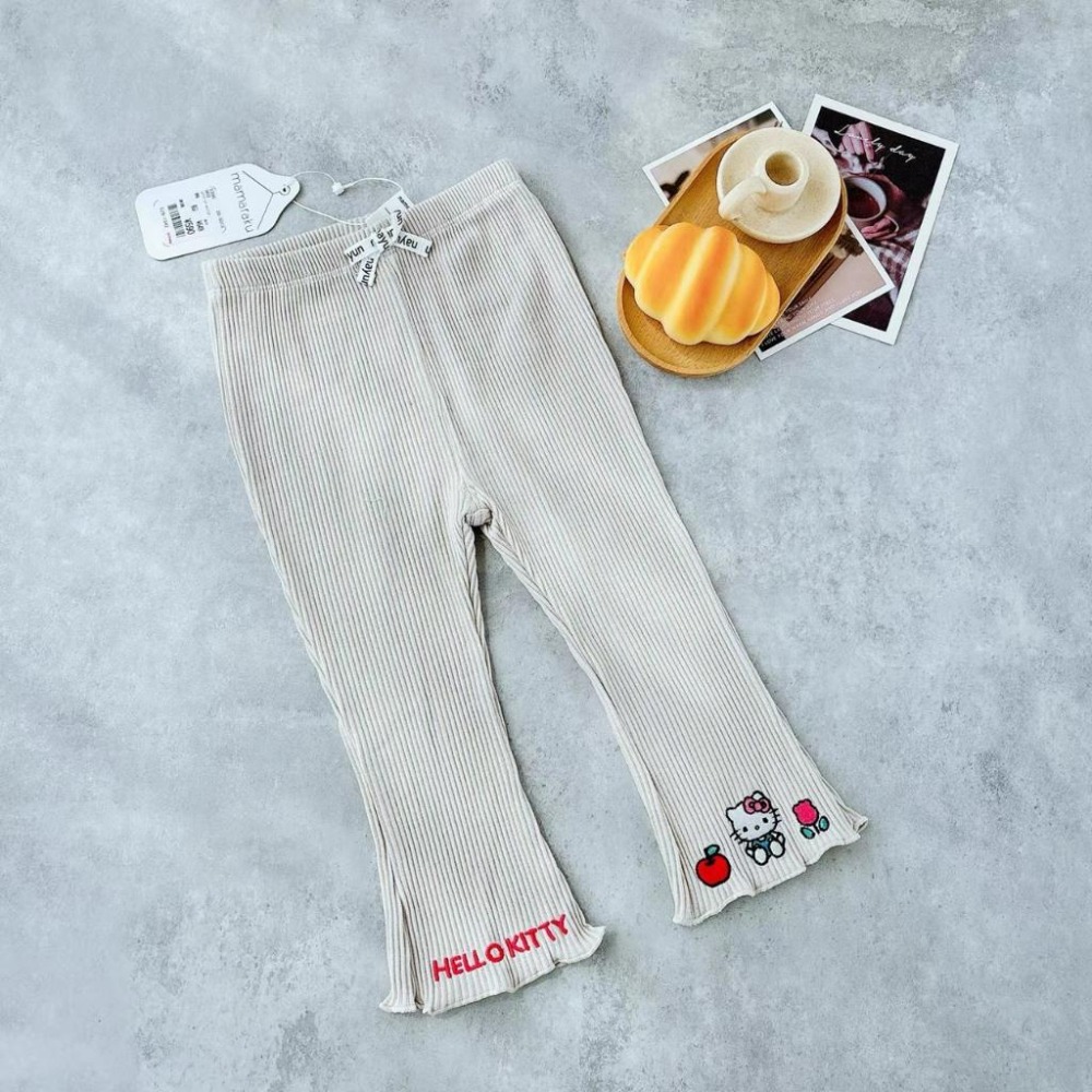 ❣️預購20天不含假日❣️日系日單三麗鷗可愛腳色設計羅紋打底喇叭褲/日系女童/日系喇叭褲/羅紋喇叭褲90-130cm-細節圖4