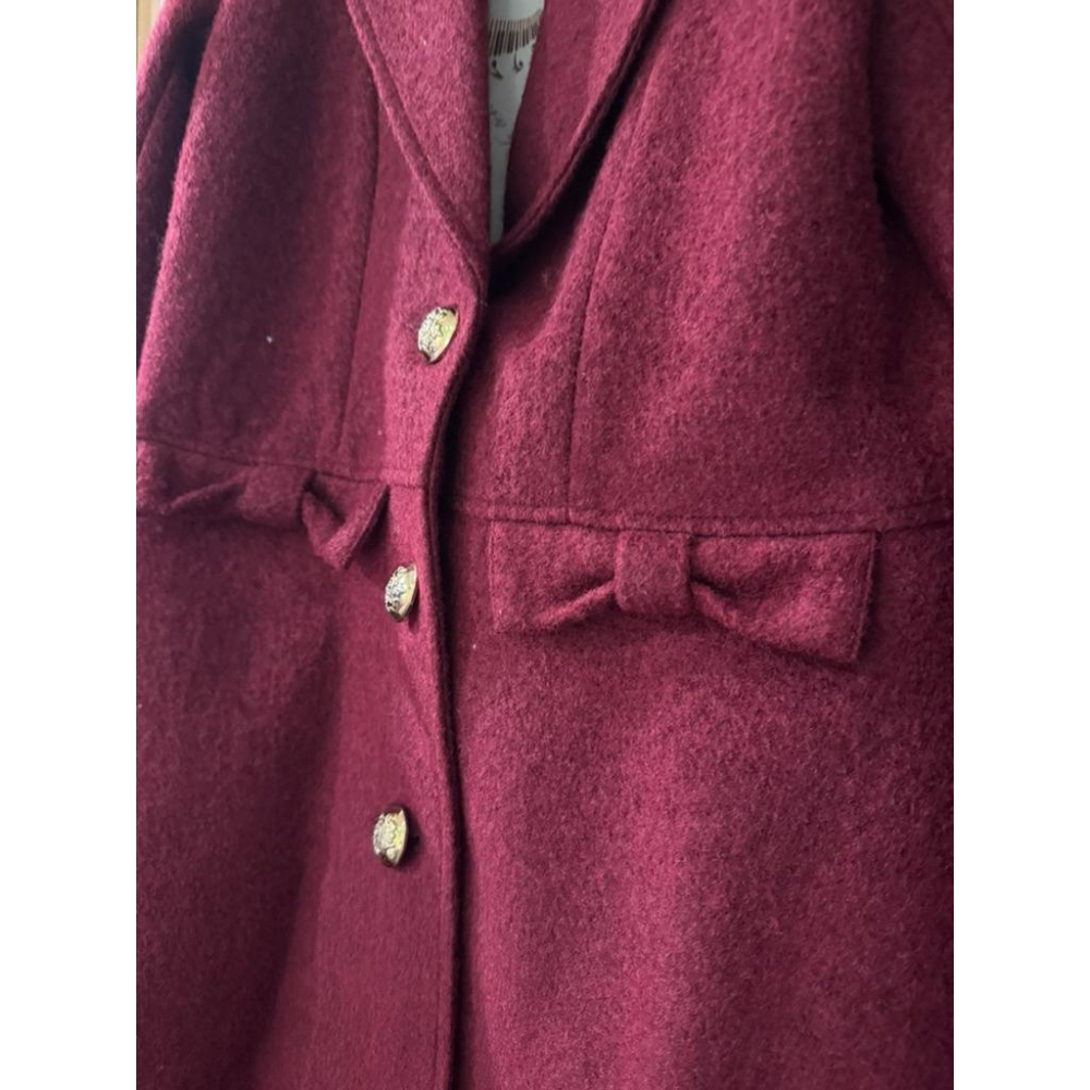 ❣️二手❣️酒紅色蝴蝶結女生大衣-細節圖3