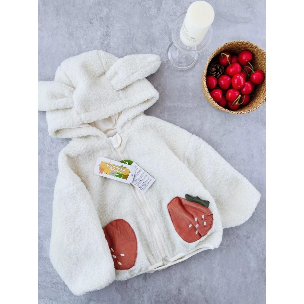 ❣️預購20天不含假日❣️日系日單Futa超可愛暖呼呼毛絨草莓/恐龍外套/日系女童/日系男童/90-120cm-細節圖5