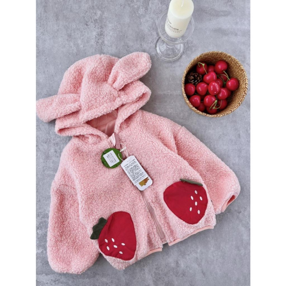 ❣️預購20天不含假日❣️日系日單Futa超可愛暖呼呼毛絨草莓/恐龍外套/日系女童/日系男童/90-120cm-細節圖7