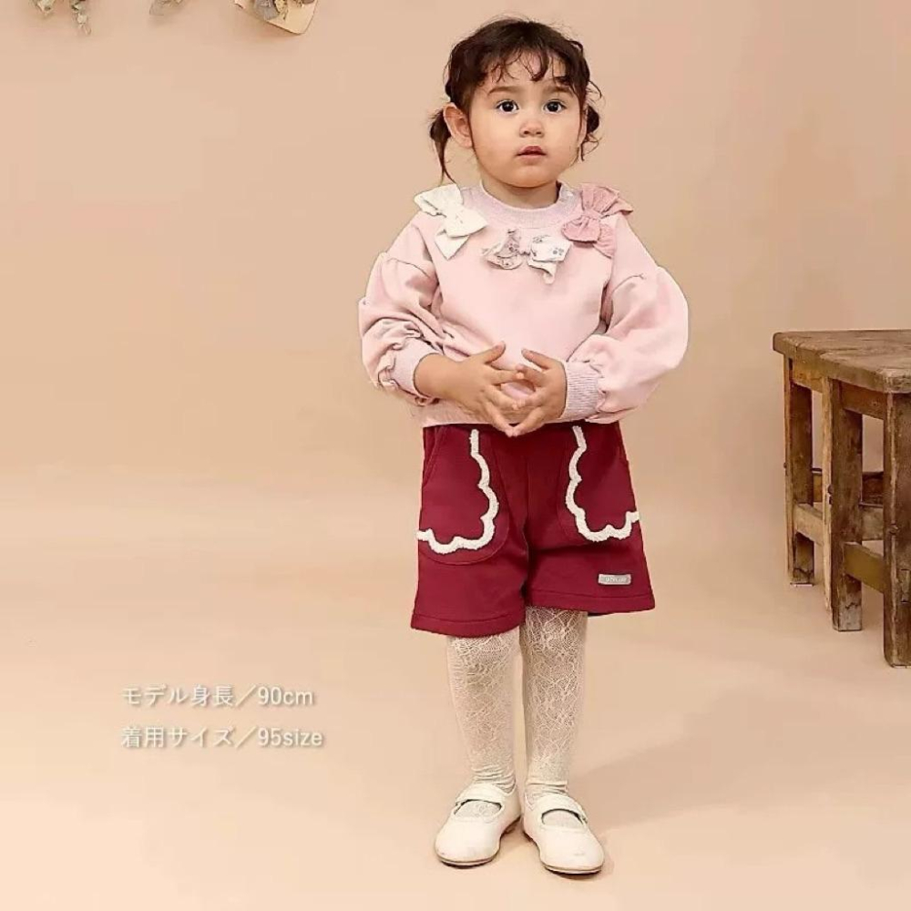 ❣️預購20天不含假日❣️日系日單uzu秋冬女童蝴蝶結可愛上衣90-130cm無領標-細節圖5