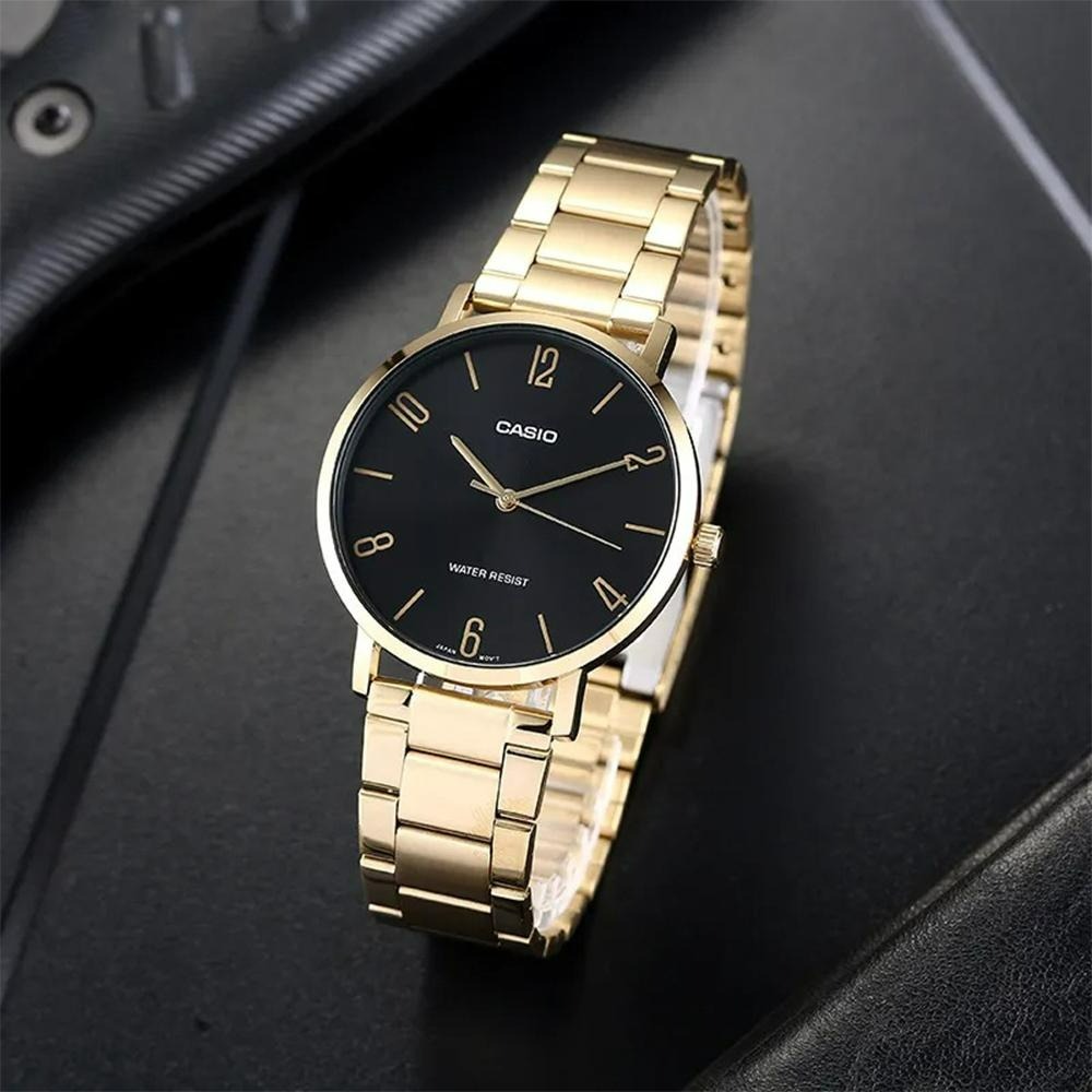 ⏰ACE⏰CASIO 卡西歐 指針錶不鏽鋼錶帶MTP-VT01G-1B2黑色錶面高尚手錶-細節圖2