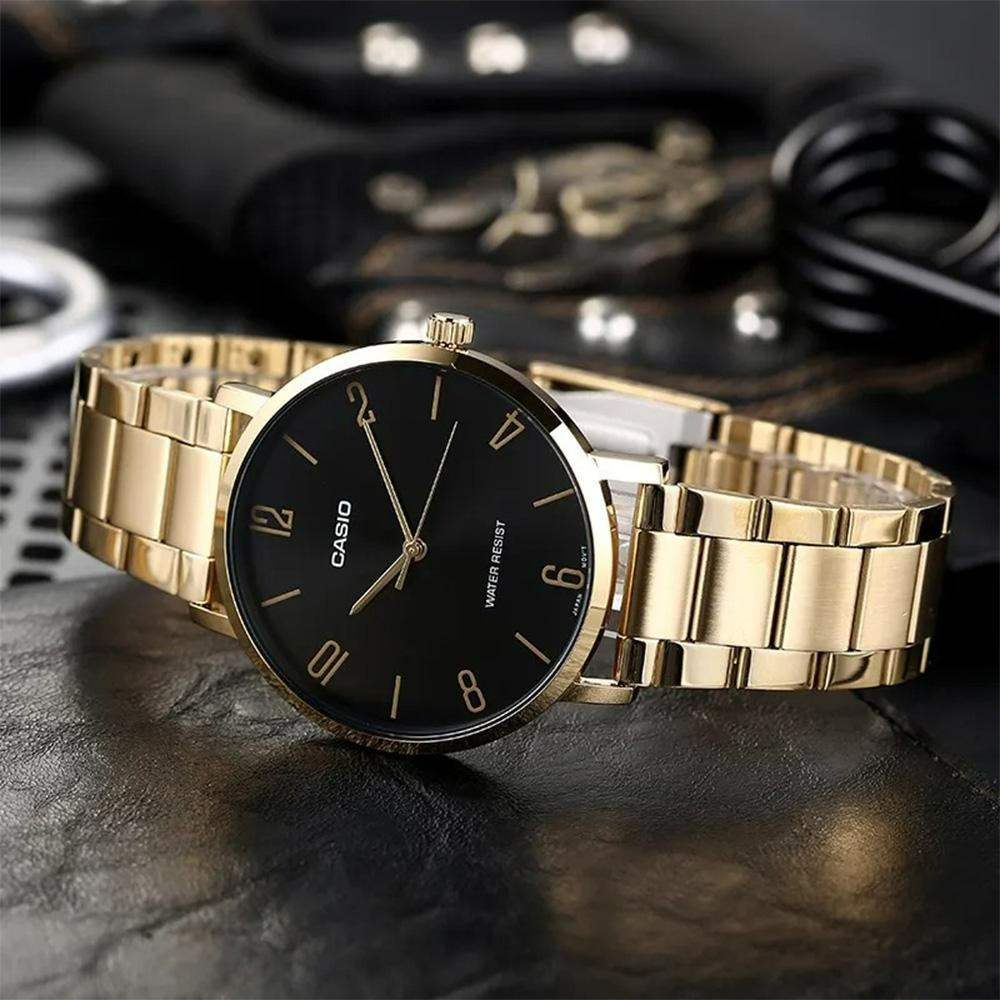 ⏰ACE⏰CASIO 卡西歐 指針錶不鏽鋼錶帶MTP-VT01G-1B2黑色錶面高尚手錶-細節圖4