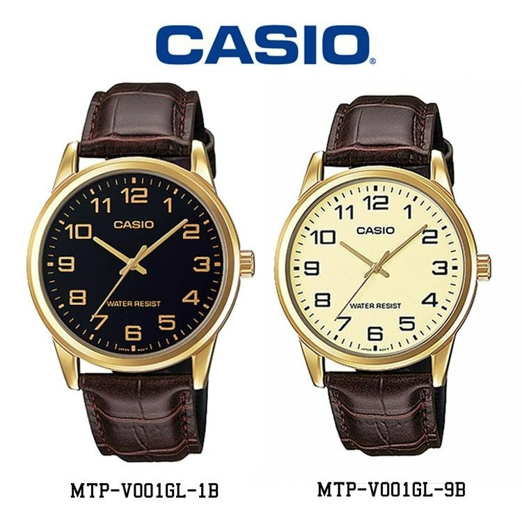 CASIO 卡西歐 MTP-V001GL 復古文青數字大錶面皮腕錶-細節圖2