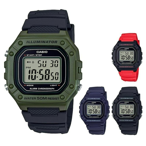 ⏰ACE⏰CASIO 卡西歐 LED 防水 多功能 矽膠帶 電子錶 數字錶 復古錶 文青錶W-218H 非G-SHOCK