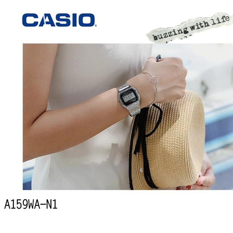 CASIO 卡西歐 A159WA 復古經典方形金屬電子錶-細節圖2