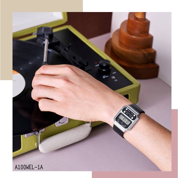 ⏰ACE⏰CASIO 卡西歐 經典復古歷久不衰方型電子運動手錶 A100WEGG-1A2-細節圖3