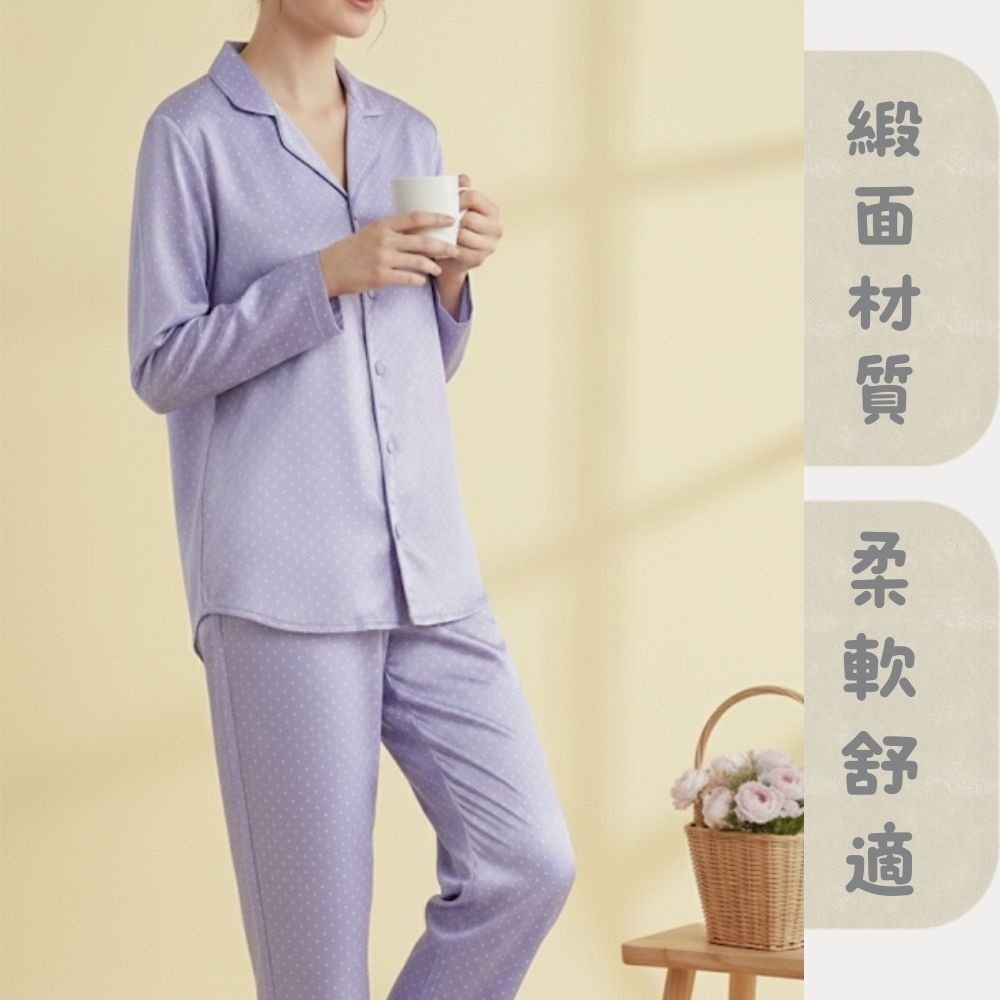 【MONTAGUT夢特嬌】17525 台灣製 緞面前釦式褲裝居家服 套裝睡衣/褲裝睡衣-細節圖5