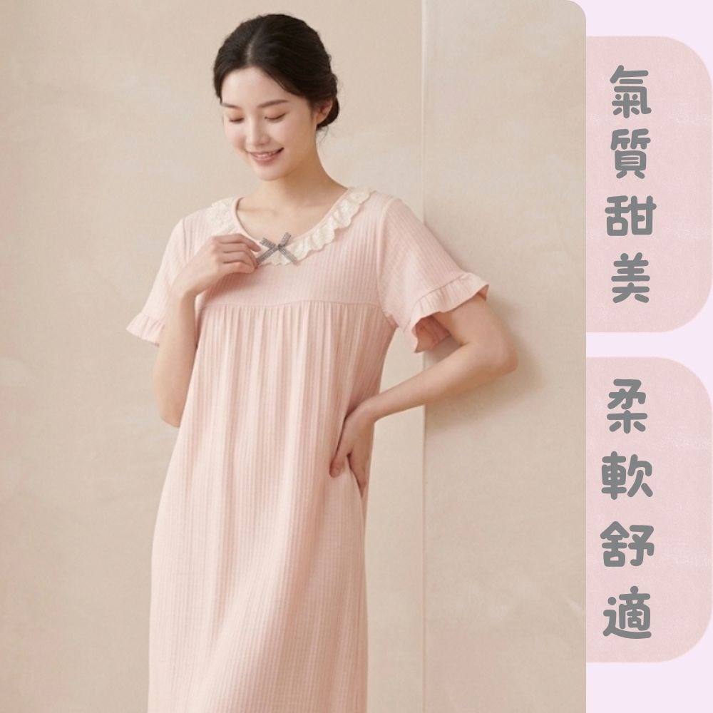 【MONTAGUT夢特嬌】65008 甜美簡約裙裝睡衣 裙裝居家服/洋裝居家服-細節圖5