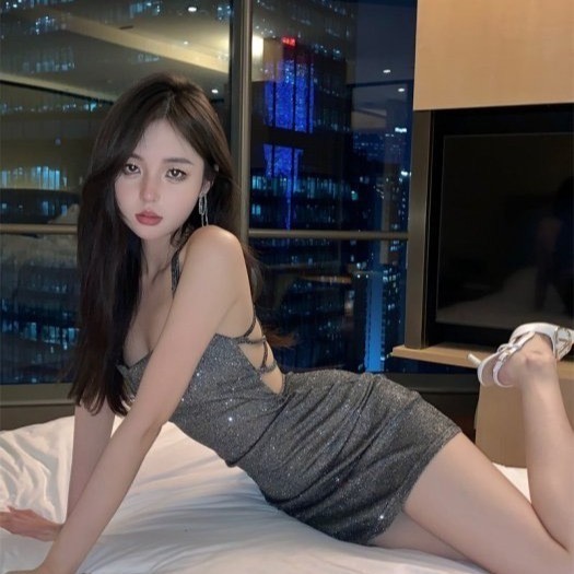 韓系 超辣 性感華麗 深灰色 金蔥綁帶露背包臀洋裝 露背洋裝 性感小禮服 華麗晚宴服 夜店 跑趴 緊身洋裝-細節圖3