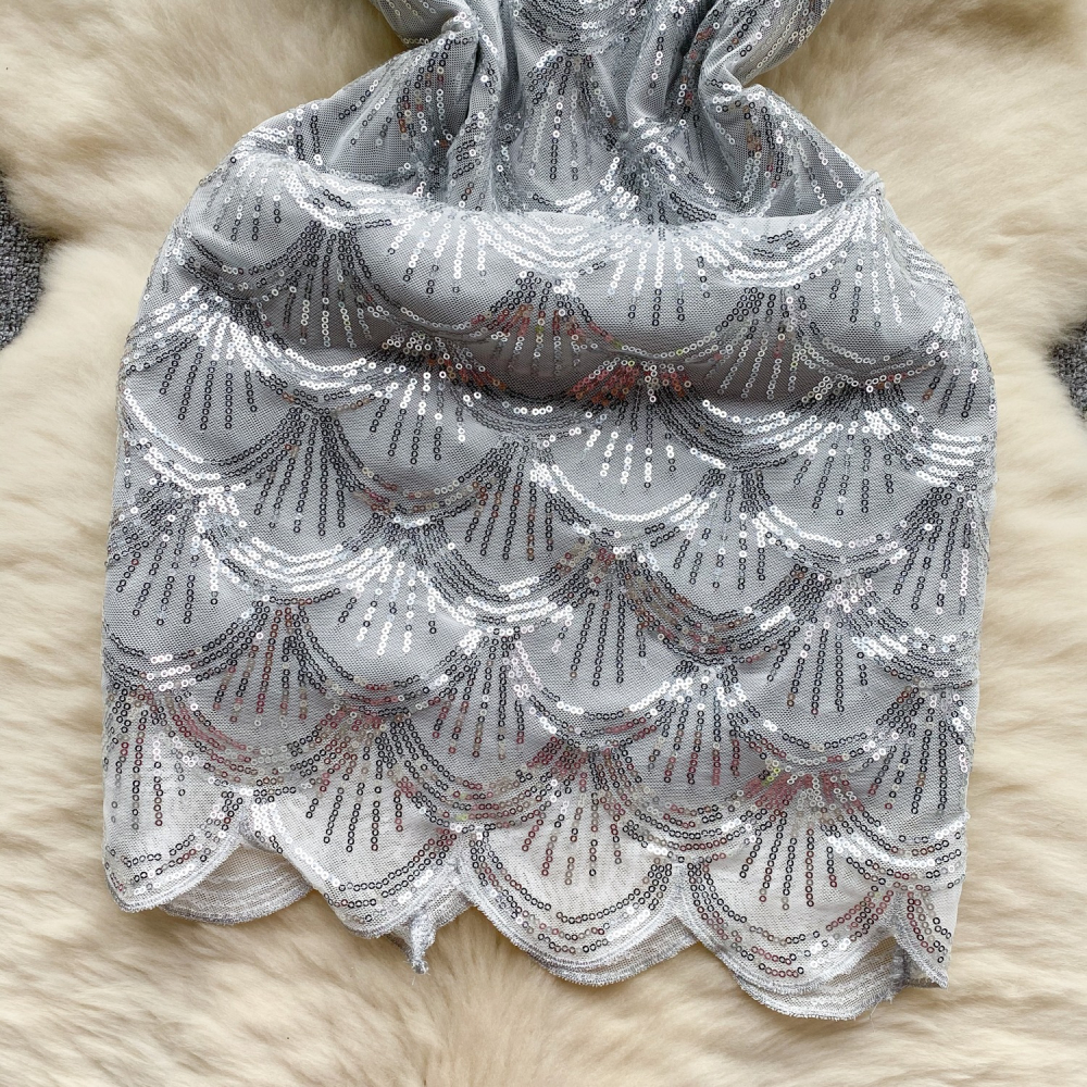 華麗耀眼 女神 甜美閃耀亮片細肩帶小禮服 性感小禮服 平口晚宴服 迷你裙夜店洋裝 銀色性感禮服-細節圖6