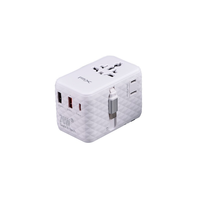 PX大通 70W 萬國充 內建CC線 氮化鎵萬國充電器 萬國轉接頭 萬國插頭 Type C + USB A旅行轉接插座-規格圖3