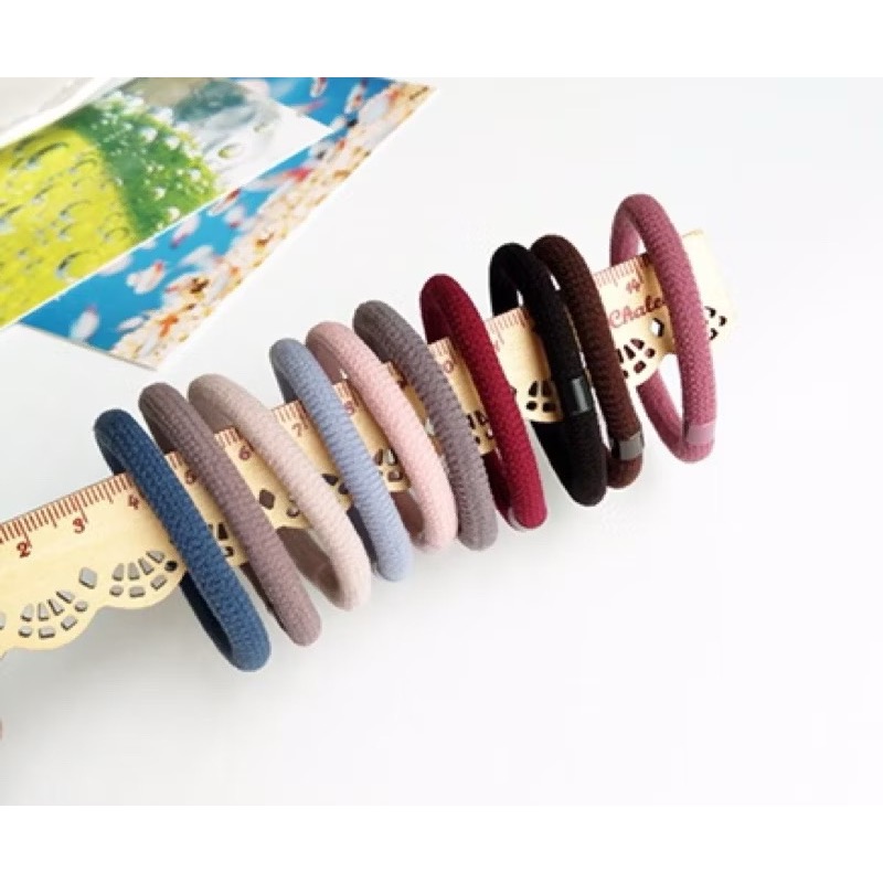 韓版新款素面 高彈力 加粗耐用不纏髮 百搭毛線髮圈髮束髮繩 頭飾皮筋髮飾 多色可選-細節圖5