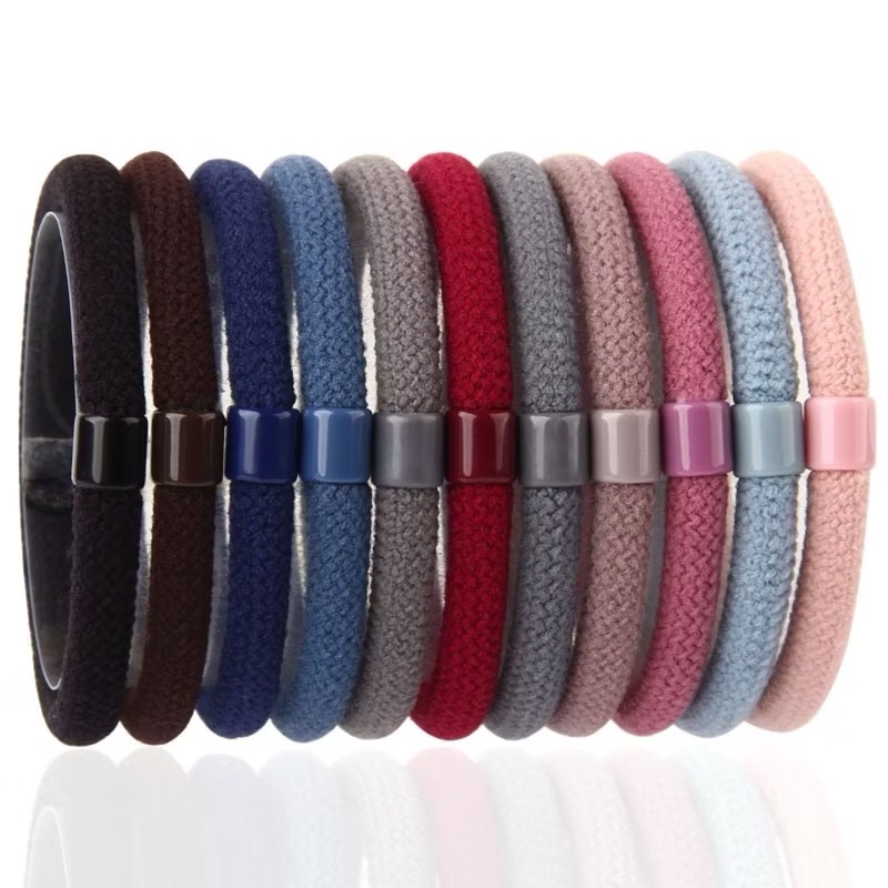 韓版新款素面 高彈力 加粗耐用不纏髮 百搭毛線髮圈髮束髮繩 頭飾皮筋髮飾 多色可選-細節圖9