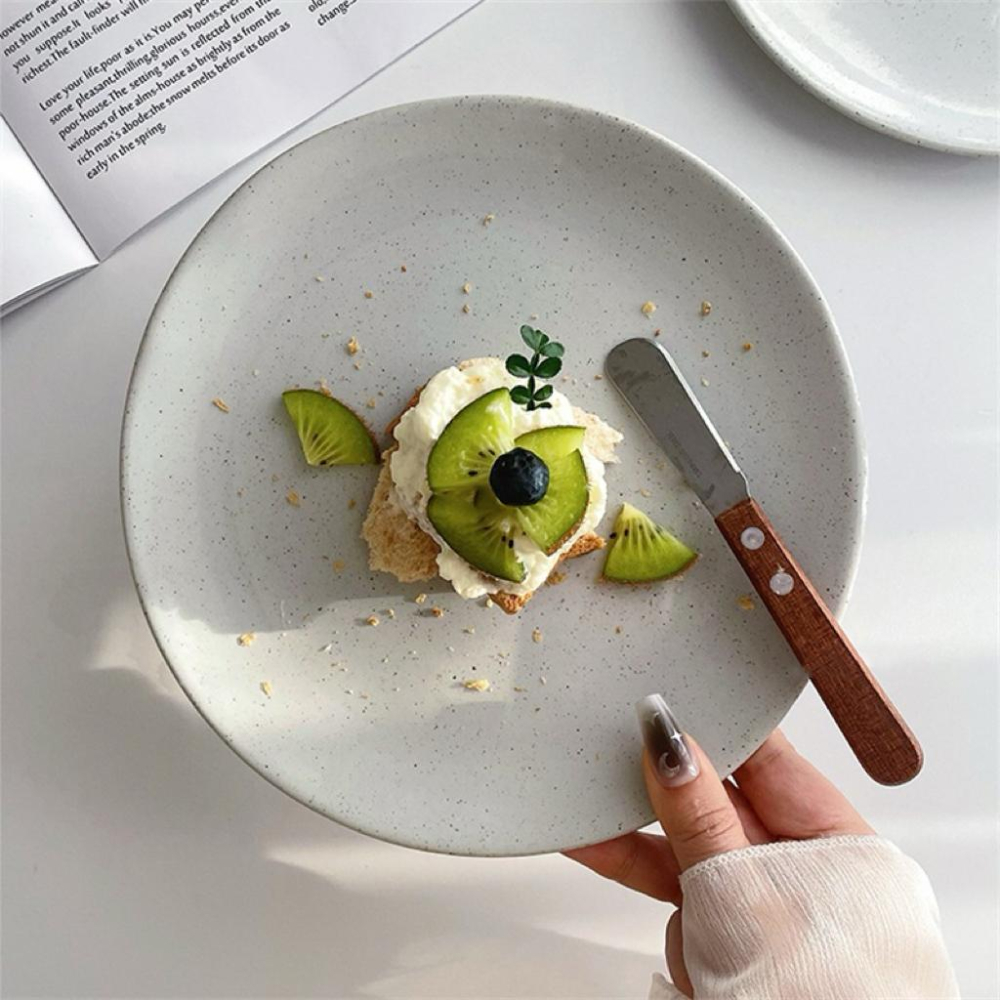 西式餐盤 陶瓷盤 陶瓷盤子 早餐盤 水果盤 點心盤 甜點盤 侘寂風餐盤 芝麻釉餐盤 餐盤 沙拉盤 盤 PT003-細節圖5
