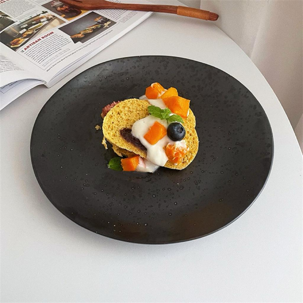 黑色盤子 西餐盤 盤 餐盤 盤子 點心盤 早餐盤 甜點盤 日式餐盤 西餐盤 黑色餐盤 早午餐盤 北歐餐盤 PT006-細節圖2