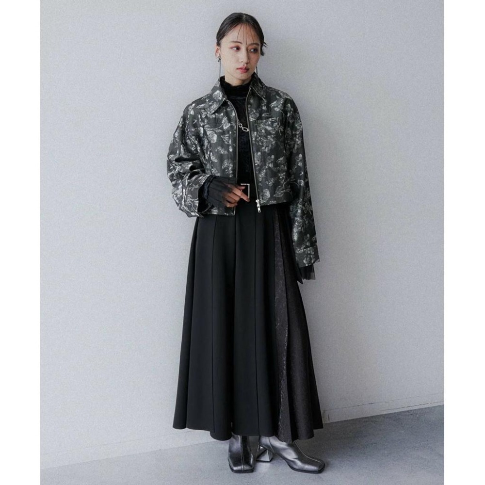 全新 現貨 日本 HARE女印花圖樣拉鍊丹寧短版拉鍊外套 黑色-細節圖2