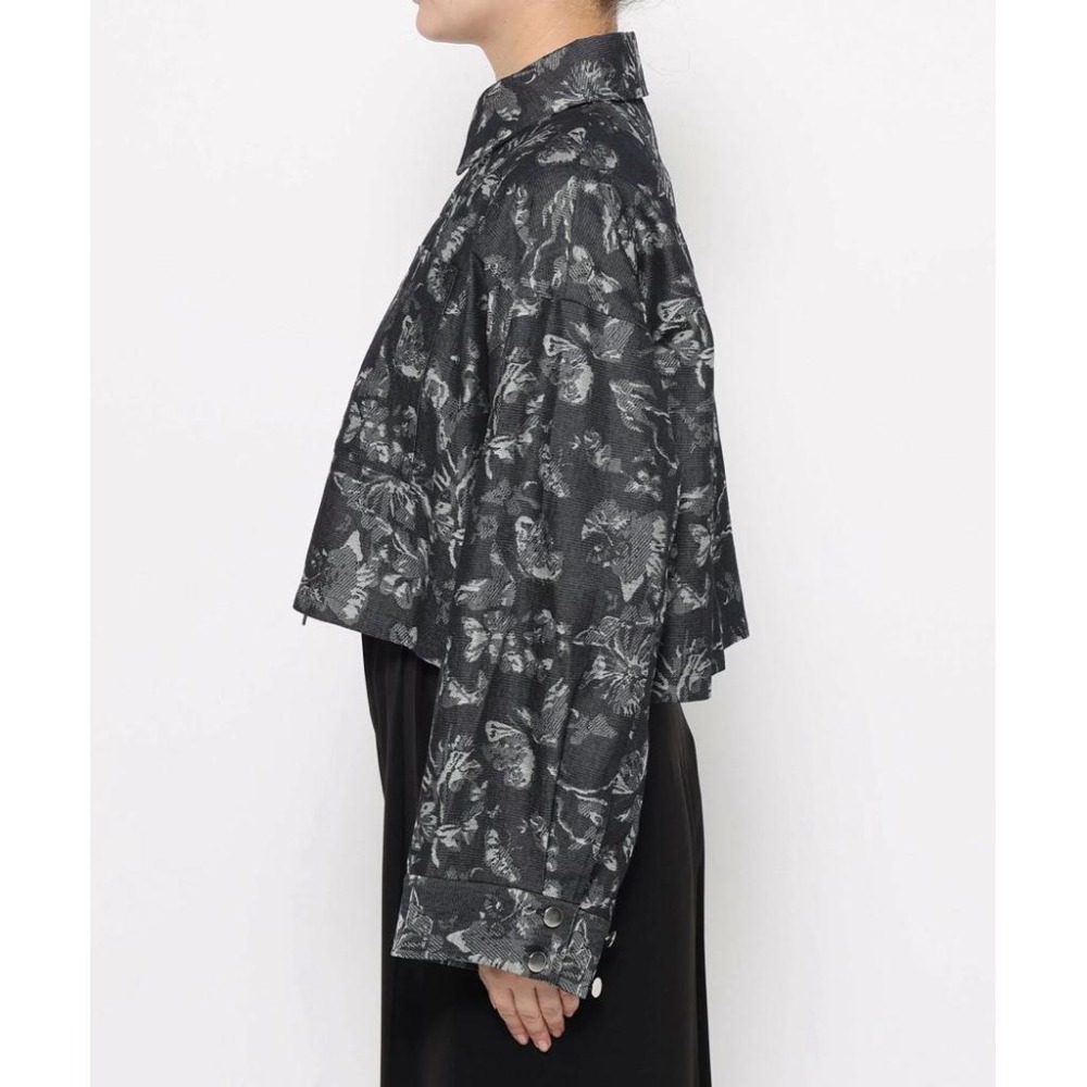 全新 現貨 日本 HARE女印花圖樣拉鍊丹寧短版拉鍊外套 黑色-細節圖3