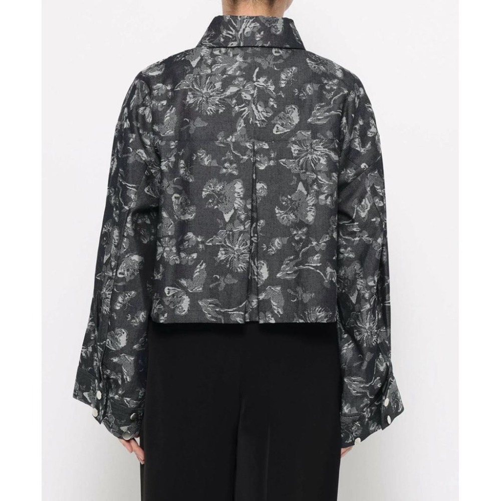 全新 現貨 日本 HARE女印花圖樣拉鍊丹寧短版拉鍊外套 黑色-細節圖4