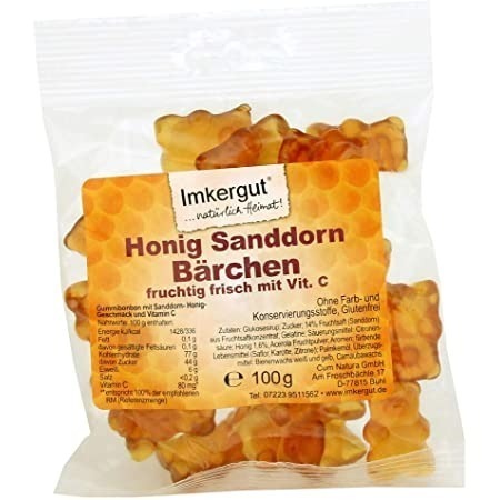 德國 Imkergut 黑森林蜂蜜小熊軟糖 沙棘小熊軟糖 蜂蜜喉糖-規格圖1
