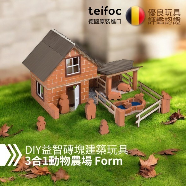 【德國teifoc】DIY益智磚塊建築玩具 3合1動物農場 DIY手作 建築模型 兒童玩具-細節圖3