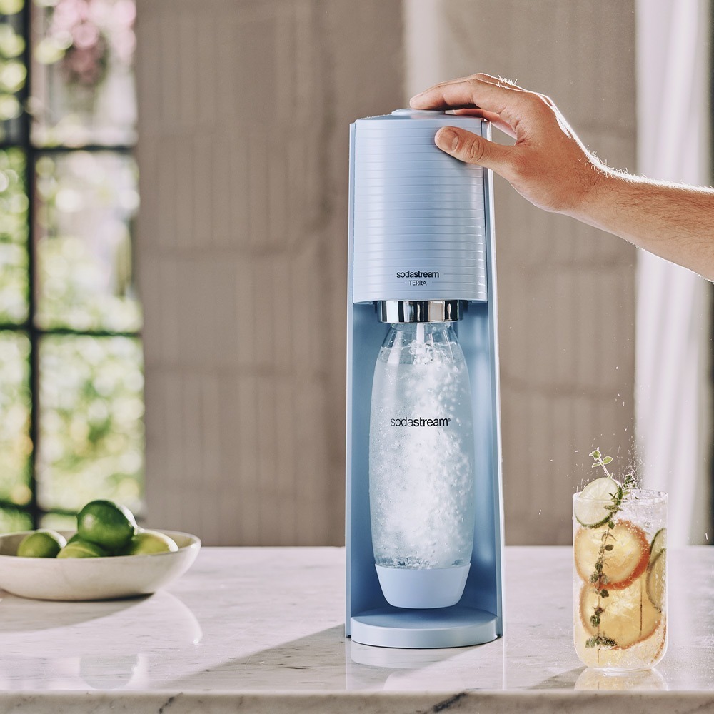【恆隆行】Sodastream TERRA氣泡水機(藍/白) 快扣鋼瓶機型 免插電 氣泡量隨心所欲-細節圖4