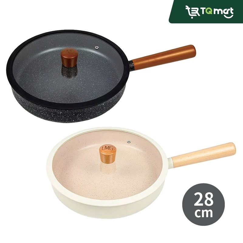 【LMG】日式雪藏平底鍋 28cm (附玻璃蓋) ❘ 平底鍋 炒鍋 不沾鍋 鍋子 平煎鍋 平底鍋 所有爐具皆適用-細節圖6