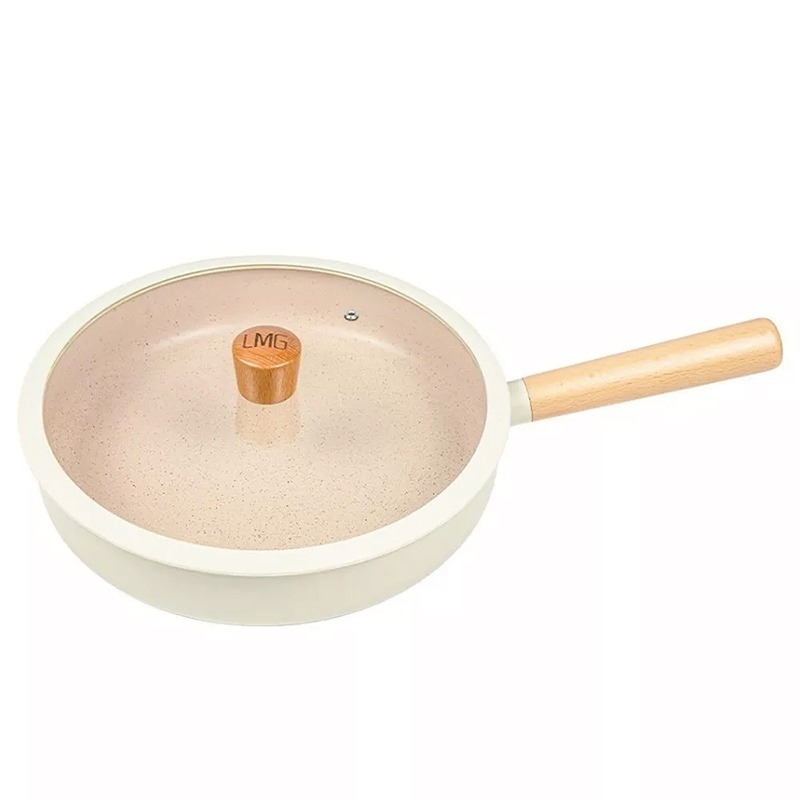 【LMG】日式雪藏平底鍋 28cm (附玻璃蓋) ❘ 平底鍋 炒鍋 不沾鍋 鍋子 平煎鍋 平底鍋 所有爐具皆適用-細節圖4