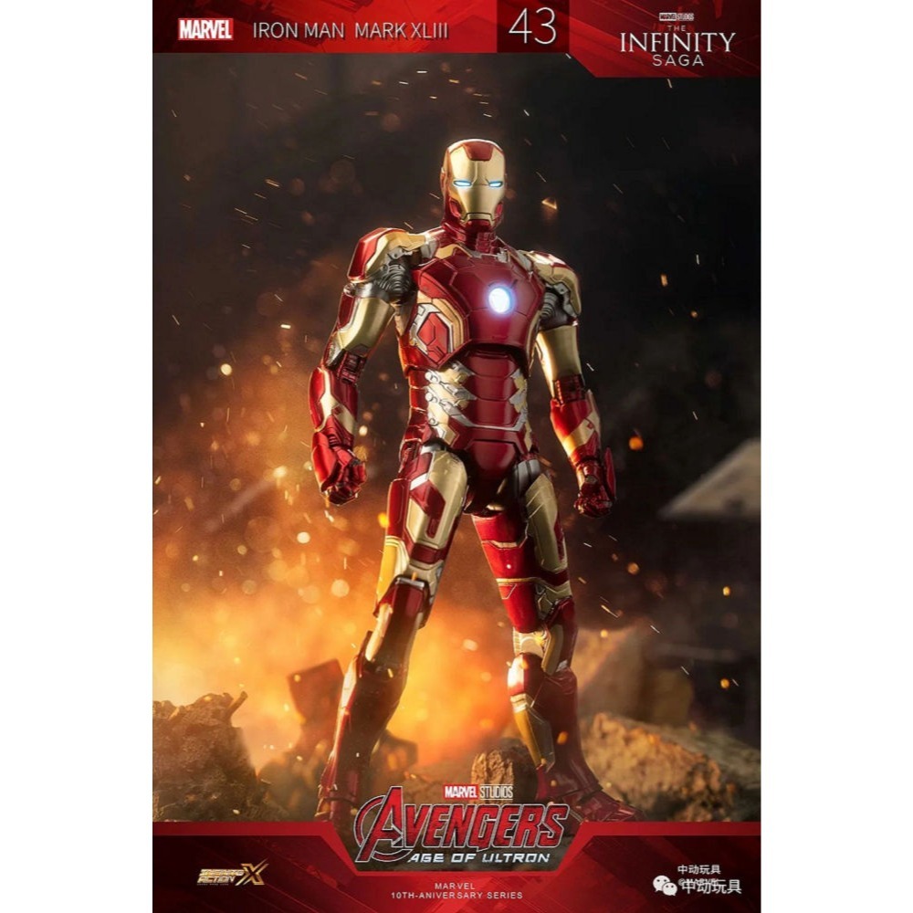 【野獸國】中動 鋼鐵人 Mark 43 7吋可動人偶 發光款-細節圖8